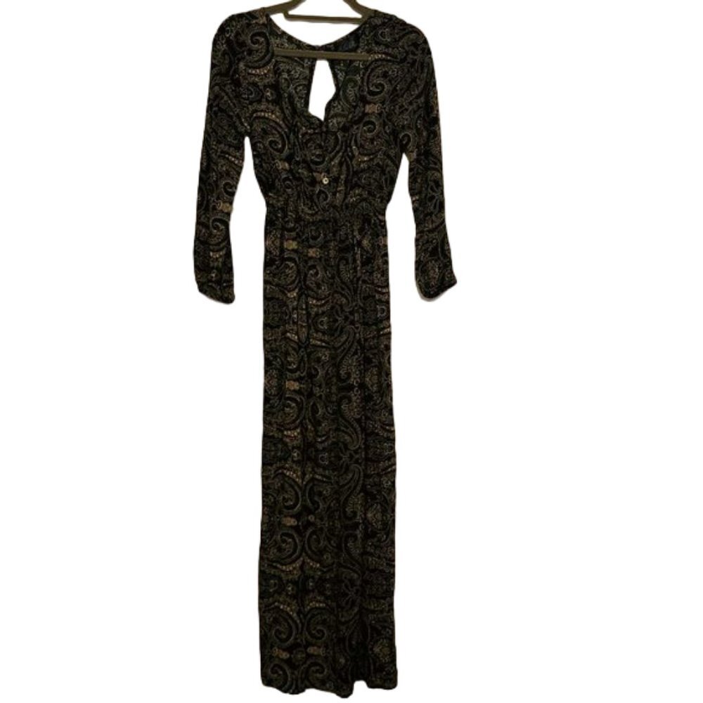 EUC Blue Rain Maxi Dress Black/Tan Paisley